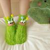 Cute Ugly Big Eye Funny Fleece Floor Socks  Coral Velvet Thickened Warm Plush Socks Autumn And Winter Home Socks