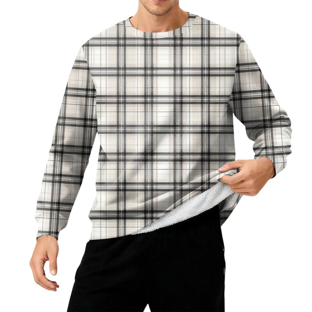 Мужская толстая теплая толстовка с флисовой подкладкой и круглым вырезом