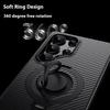For Samsung Galaxy S25 Ultra Case Compatible with MagSafe Kickstand Carbon Fiber Texture PC+TPU Back Cover with Silicone Ring