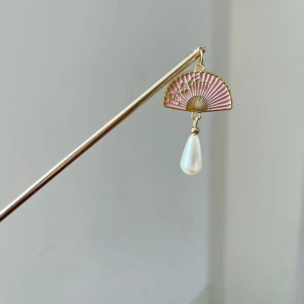 Headwear Cheongsam Hanfu Fan Hair Sticks Metal Hairpin Chinese Style Headwear Ancient Style Hairpin