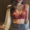 Women Vintage French Style Brassiere Gathered Push Up Underwear Wireless Bra Sexy Lingerie Small Cup Lace Bralette Top