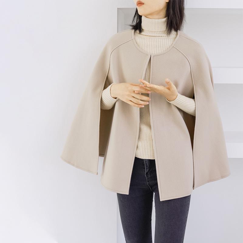 Весна Осень Новый Стиль Японский Стиль Куртка Круглый Вырез Свободный Крой Мантия Однотонный Топ Плюс Размер Стильное Женское Пальто