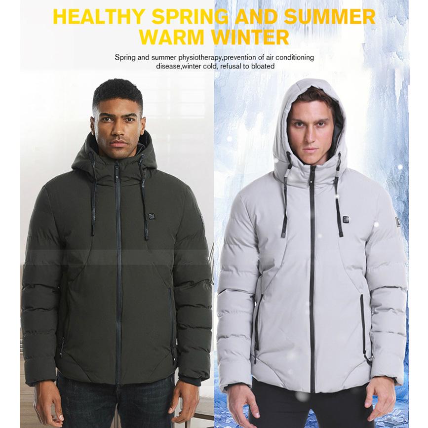 Модная мужская и женская куртка с электрическим подогревом, жилет с подогревом, USB термотеплая тканевая зимняя куртка с перьями больших размеров