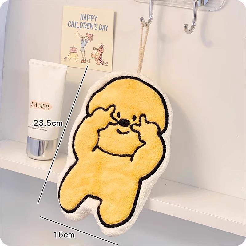 Милое мультяшное полотенце для рук из кораллового флиса - Вышитое, Супервпитывающее, Идеально для кухни, ванной комнаты или детей.