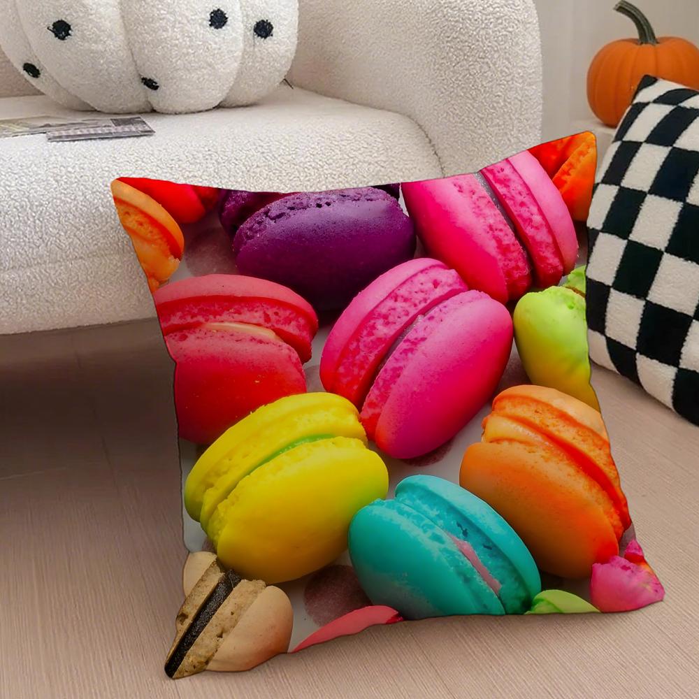 MMacaron Colors Cushion Cover Throw Pillow Cover Hidden Button Durable Polyester Chair Cushion
