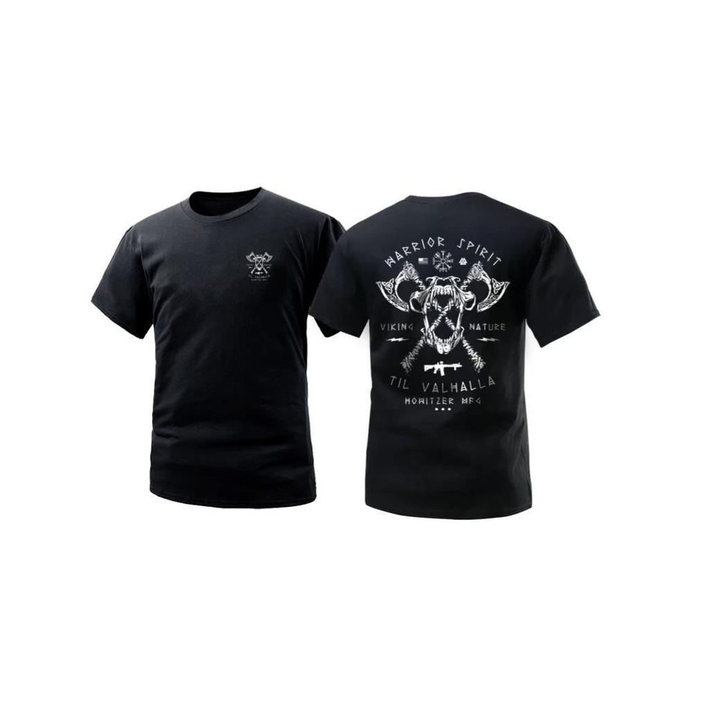 Nordic Mythology Print Summer Men's Tactical Military Fans Frontier Observation Group American Tough Guy Short-sleeved T-shirt