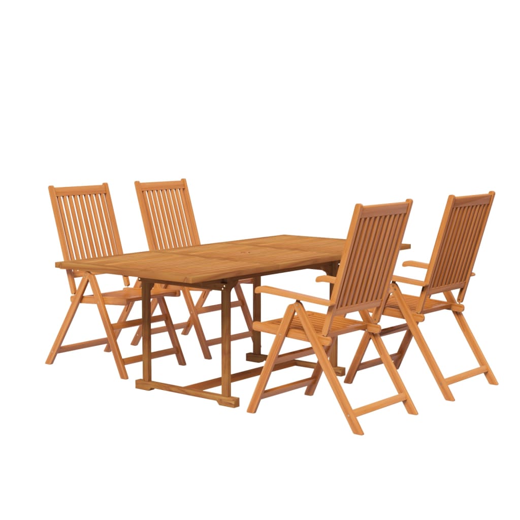 5 Piece Outdoor Dining Set Solid Acacia Wood 150 200 cm