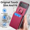 Card Slot Leather Ring Holder Case For Samsung Galaxy Z Flip 4 Flip3 Flip5 Flip4 Flip 5 3 Zflip4 Zflip3 Protective Cover Coque