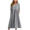 Women's Summer Solid Color Round Neck Half Sleeve  Casual Long Solid Color Dress