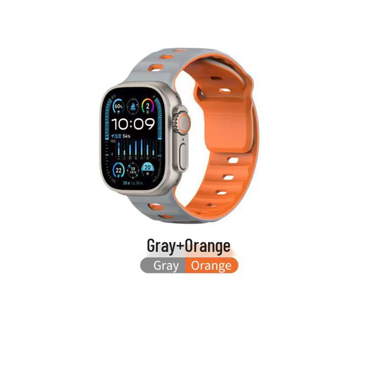 Двухцветный силиконовый ремешок для Apple Watch 10/9/8/7/6 поколений