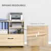 Multi-purpose Office Furniture in Wood, Chest of Drawers with Wheels Printer Holder with 5 Wheels, Drawer and Adjustable Shelf, 77x40x73cm, Wood