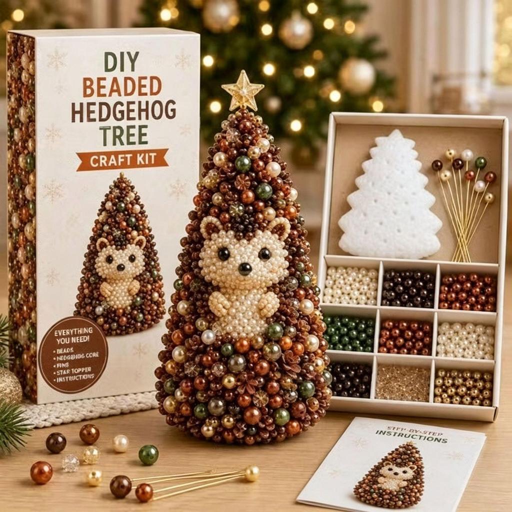 Animal Beaded Christmas Tree DIY Craft Kit Handmade Beading Set Christmas Table Decor Ornament Making Kit for Children