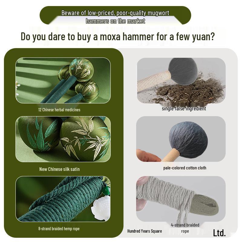 Массажный молоток по меридианам с полынью для здоровья и мокса-терапии