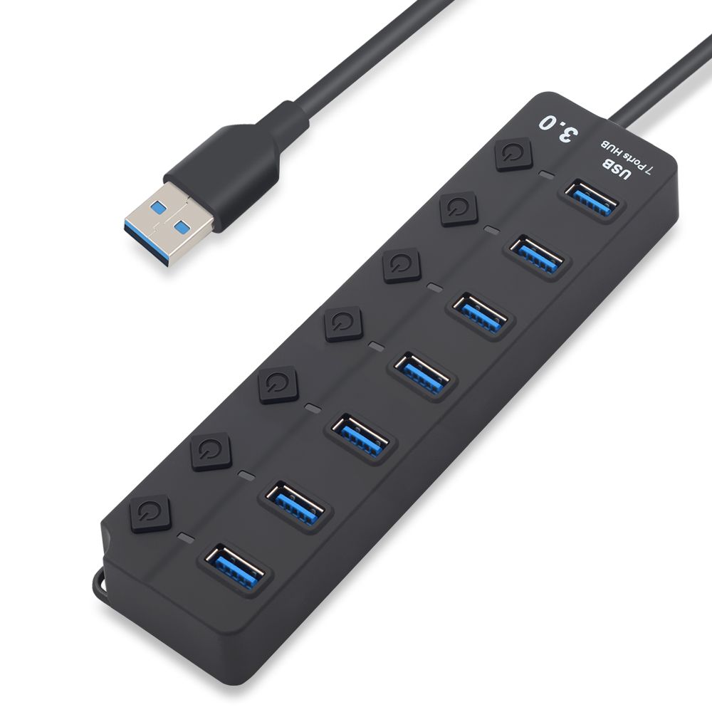 Профессиональный USB-расширитель, внешний USB 3.0-концентратор, переключатель включения/выключения, 4/7-портовый разветвитель с адаптером питания