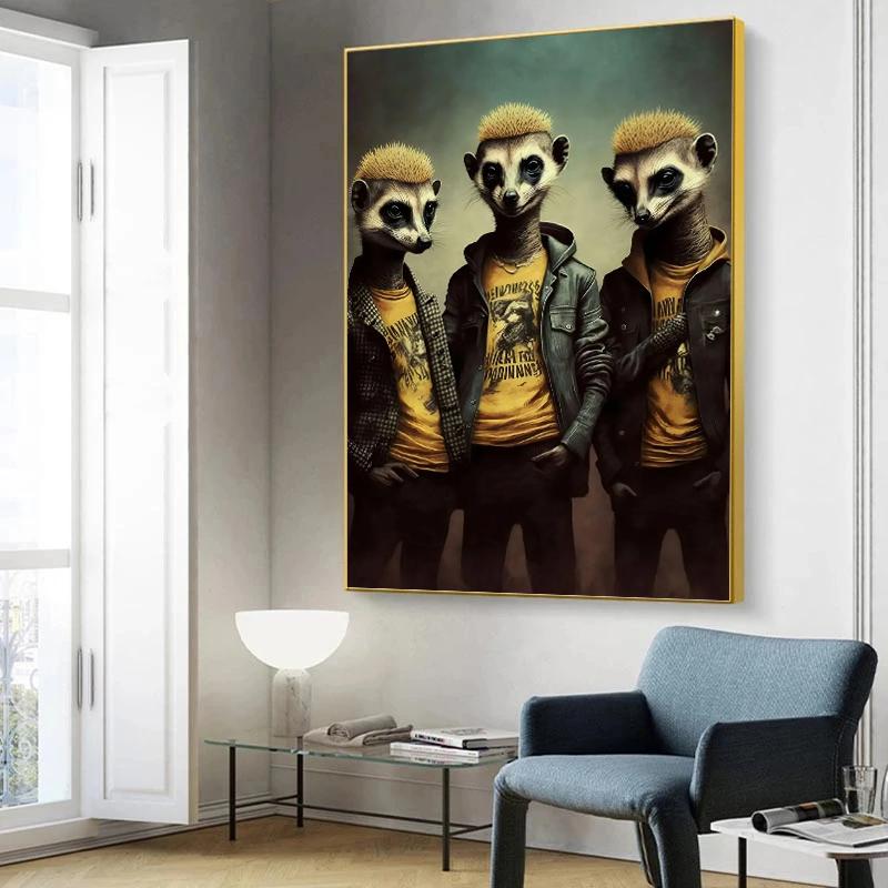 Funny Animal with Glasses Poster Print Canvas Giraffe Panda Monkey Wall Art Picture Living Room Home Decoration