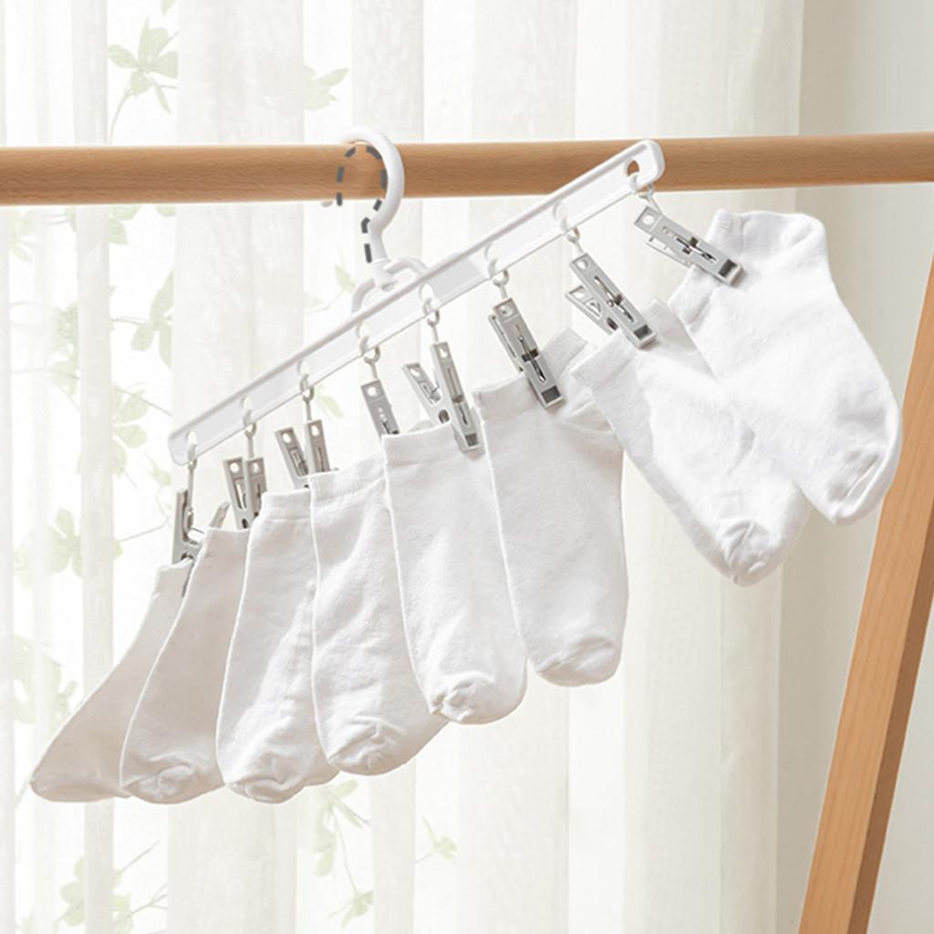 Пластиковая вешалка для сушки одежды, ветрозащитная вешалка для одежды, 8 зажимов, вешалка для сушки носков, держатель для нижнего белья и носков