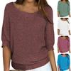 Женские топы с круглым вырезом, однотонная футболка с рукавами 3/4, свободная вязаная блузка, эластичные дышащие топы, уличная одежда