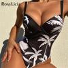 Sexy Printed Underwired Bra Cup One Piece Swimsuit Women Swimwear Female Monokini High Leg Cut Bather Bathing Suit Swim