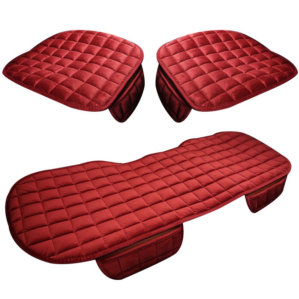 Cars Auto Parts Seat Car Cover Cushion Warm Set with Storage Pocket Anti-Slip 3Pcs Plush Winter