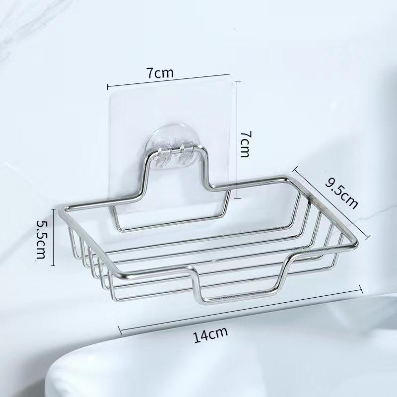 Сливная полка из нержавеющей стали для ванной комнаты, мыльница, тарелка, держатель для кухонной мойки, губка, самоклеящаяся полка для хранения