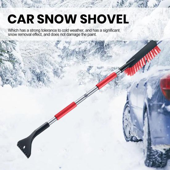 2 In 1 Snow Scraper with Large Brush Head Extendable Ice Scraper Snow Brush Portable Auto Scraper Snow Brush