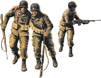 Master Box Масштаб 1/35 Солдат-парашютист США, Раненый офицер и подчиненный, 1944, Набор из 3 фигур, Пластиковый набор для сборки, MB35011
