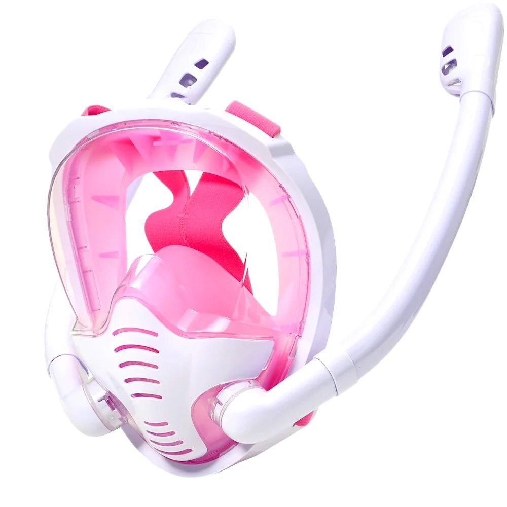 Маска для снорклинга на все лицо с панорамным обзором 180°, силиконовые очки для снорклинга с сухим верхом, дайвинга, плавания с 2 трубками, защита от запотевания и защиты от запотевания