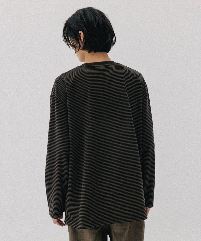 BLANKROOM Pencil Stripe Long Sleeve Tee_Shade Olive