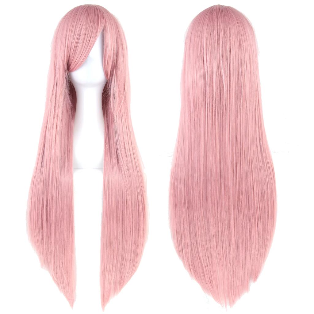 Professional 80cm Long Straight Wigs Pink Green Party Hair Accessories Synthetic Hair Cosplay Wig for Women