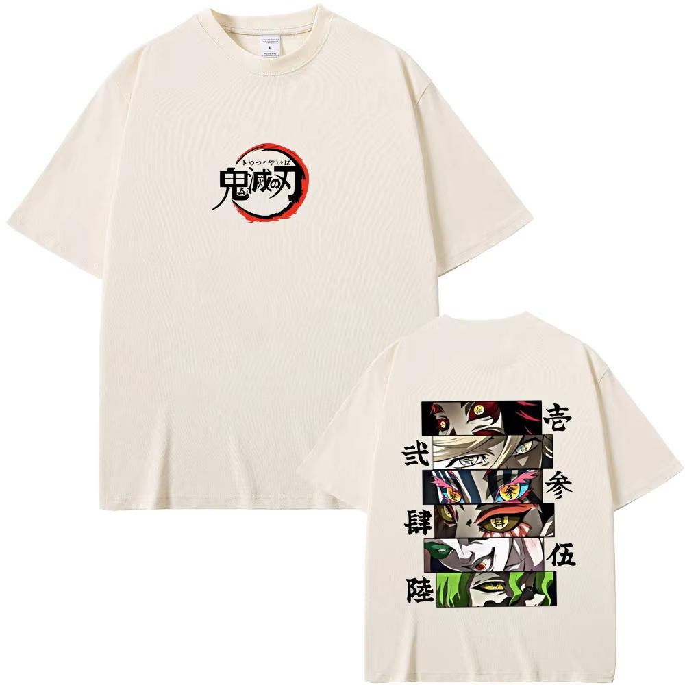 Demon Slayer Demons Pure Cotton Tshirt 2026 Summer New Anime Doublesided Printed Loose Casual Parentchild Short Sleeved Top