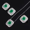 Simulation Emerald Necklace Vintage Square Full Diamond Ring Femininity Noble Earrings Earrings Jewelry Set