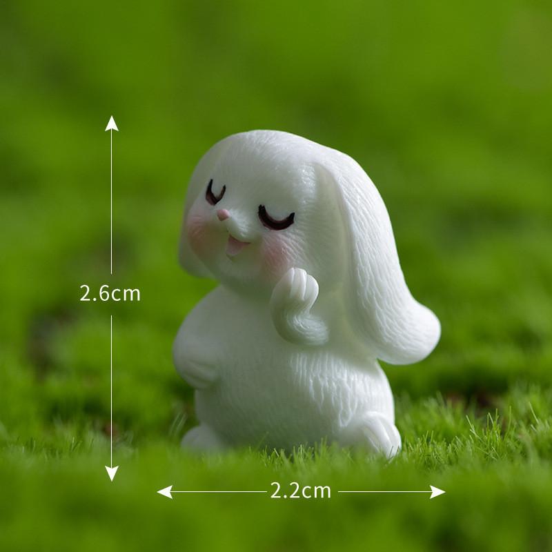 Cute Resin White Rabbit Ornament Enchanting Garden Miniature Decor Piece