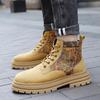 Fashion Genuine Leather Luxury Winter Plush Warm Snow Boots Yellow Boots for Men Women Fashion British Style Work Shoes Autumn Plus Size