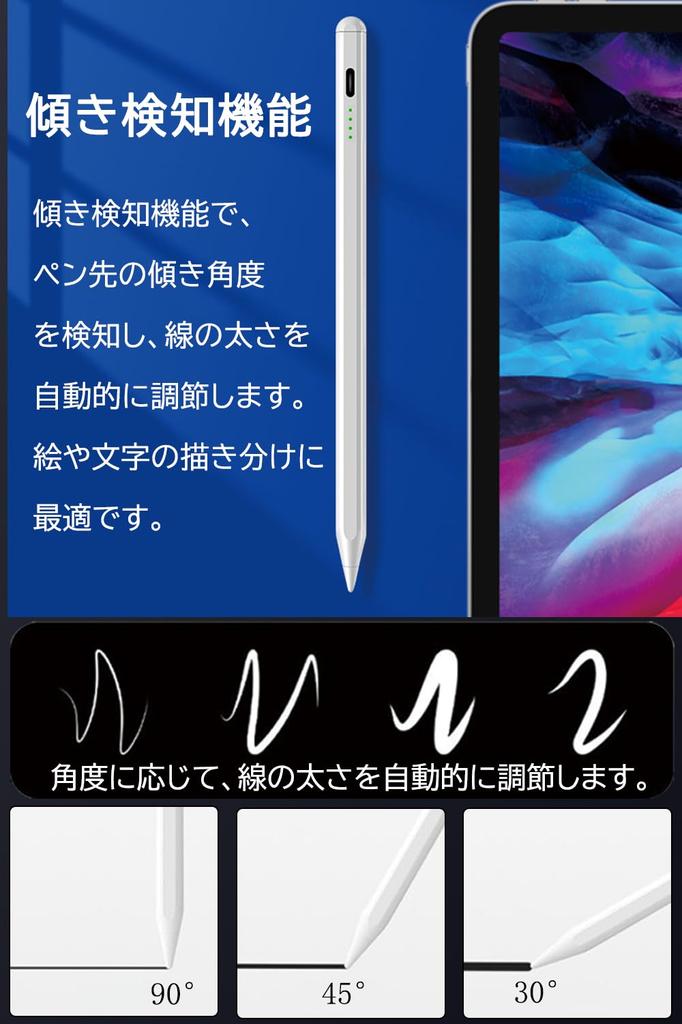 Htrahy Сенсорный стилус для Apple Pencil Совместимый Быстрый уровень заряда Угол наклона Магнитный Сенсорный для и Рисования iPad, (iPad 2018-2025), Зарядка Type-C,