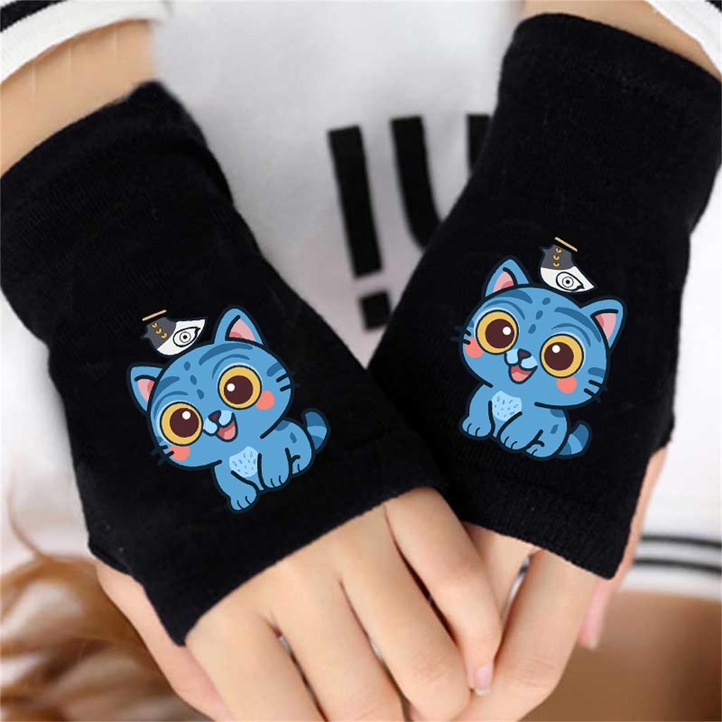 Cartoon Printed Fingerless Gloves For Boys And Girls