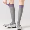 Spliced Hollow Thin Style Boneless Calf-length Stockings for Women, Cotton, Spring/summer Knee-length Stockings, Slimming, Pile-style Socks