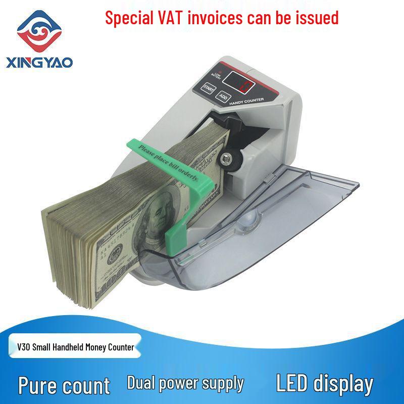 V30 Portable Handheld Multi-Currency USD Counter with Battery Adapter