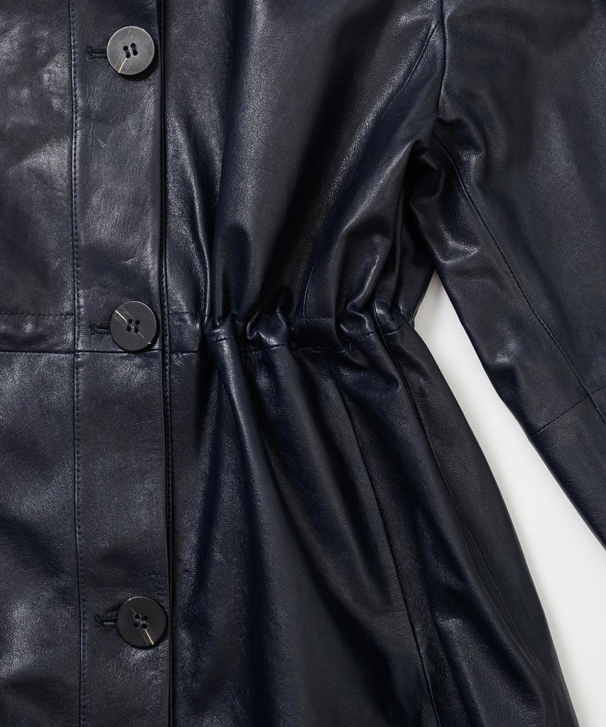 Leftseoul Vegetable Lambskin Balmacaan Coat [Navy]