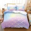 Laser Gradual Change Fish Scale 3D Digital Printing Three-Piece Set, Quilt Cover Pillowcase Home Textile Bed Sheet Kit