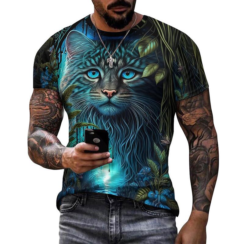 Colorful Animal 3D Printed T-shirt Men Women Summer Casual Cat Dog T Shirts Kids Oversized Round Neck Short Sleeve Tee Tops