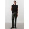 H M Linen Blend Tailored Trousers Regular Fit Dark Grey