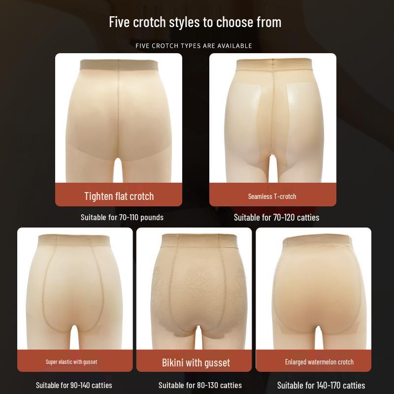 Женские ультратонкие колготки против зацепок - телесные/черные, большого размера, весна/лето