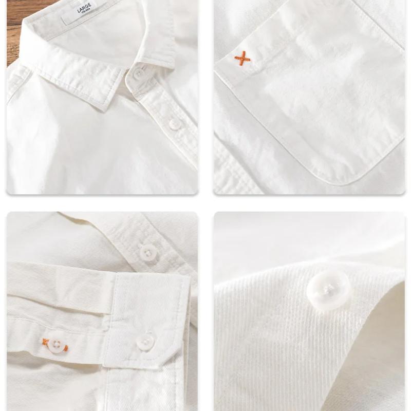 Мужская рубашка с длинным рукавом Simple Style 4XL, повседневные топы с воротником-лацканами из 100 хлопка, универсальная приталенная рубашка однотонного цвета