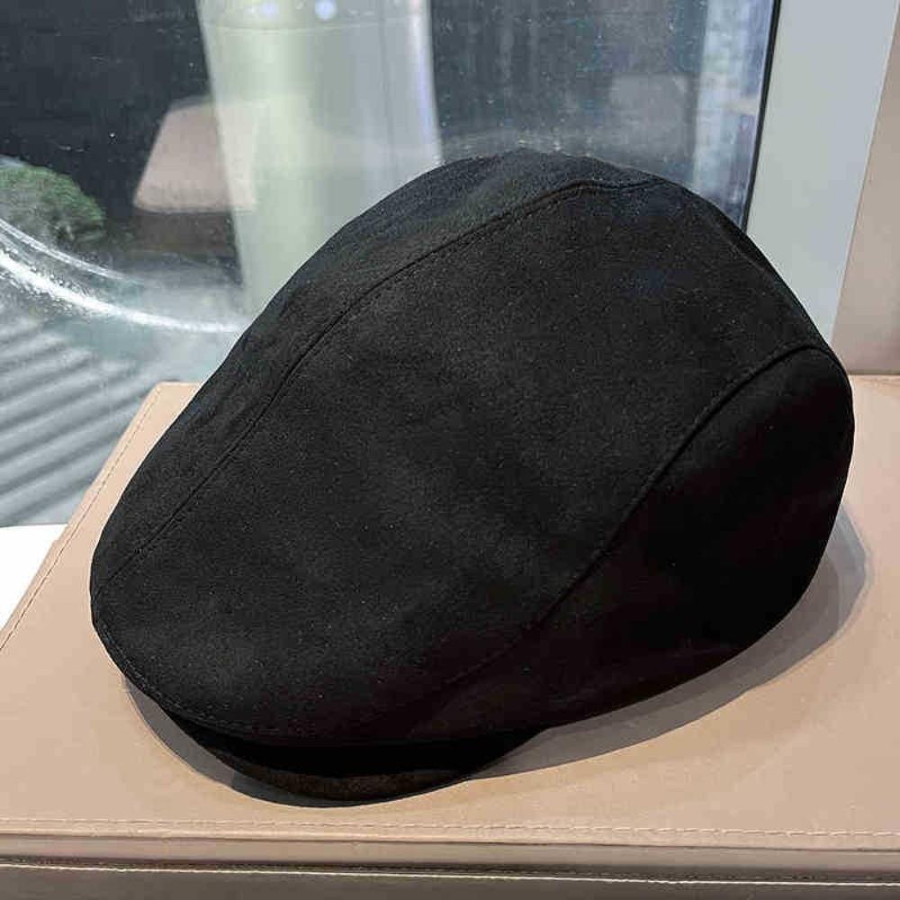 Warm Suede Newsboy Cap Solid Color Retro Flat Cap Unisex Winter Forward Hat Outdoor