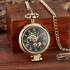 Hollow Magnifying Glass Clamshell Mechanical Pocket Watch Vintage Watch Men's and Women's Student Pocket Watch