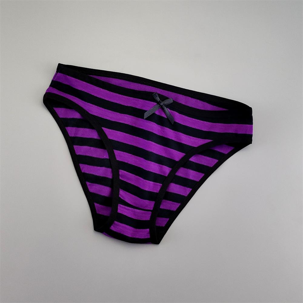 6PCS Women Cute Sexy Stripe Cotton Underwear Panties Bow Bikini Brief Lovely Girls Cotton Lingerie M/L/XL