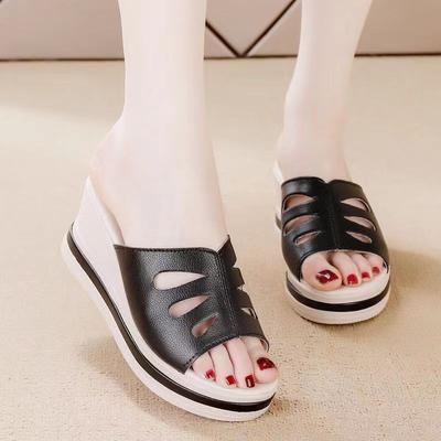 Модная обувь для женщин Летняя мода Платформа Танкетка Удобные Шлепанцы Повседневная Пляжная обувь ПУ Нескользящие Сандалии для женщин