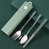 3pcs/Set Eco Friendly Dish Kitchen Accessories Silverware Sets Gold Knife Fork Spoon Portable Cutlery Sets With Case