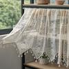 Французское кружевное занавеска винтажная короткая прозрачная занавеска для шкафа фермерский дом деревенский бохо маленькое окно кулиска светофильтрующая вязаная крючком занавеска