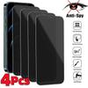 4PCS Privacy Screen Protector For iPhone 15 14 13 12 11 Pro Max Mini 7 8 Plus X Xs Max XR Anti-Spy Glass Tempered Glass
